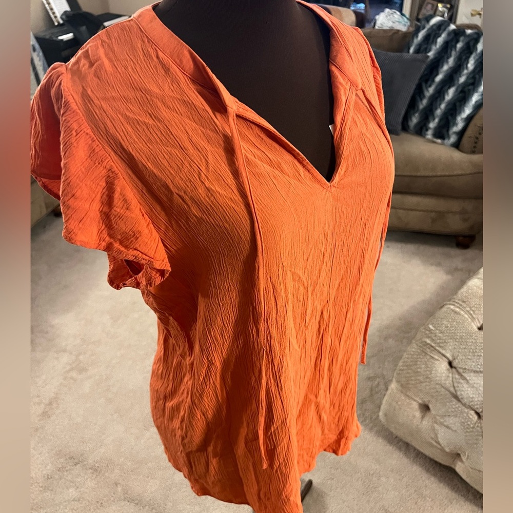 Style & Co Woven Shirting - Calm Coral - Size Medium